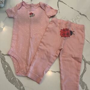 Carter's Pink Ladybug Onesie and Pants Set